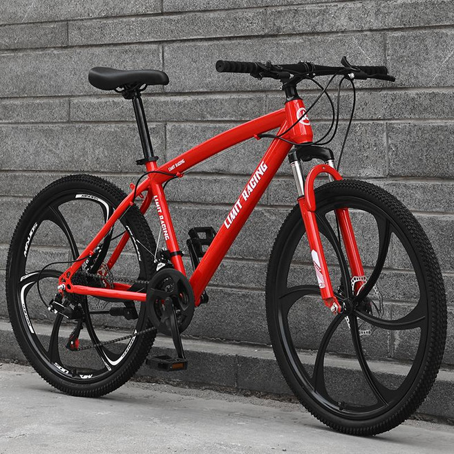 트렉자전거 산악 24인치 MTB 학생 프레임 출퇴근, 21단, 6날 휠 레드