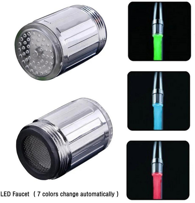 Enjoydeal LED 샤워 탭 수도꼭지 노즐 헤드 참신한 수도꼭지 노즐 헤드 샤워 탭 빛나는 빛 라이트 업 욕실