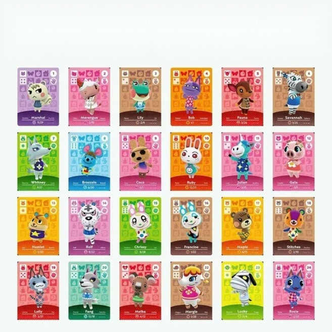 젤다 아미보 카드 파이어 엠블렘 NS 스위치 NFC 카드 태그, 24장 동물의 숲 A