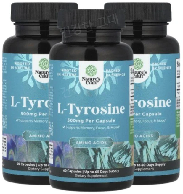 NaturesCraft L Tyrosine 타이로신 500mg 60캡슐 3개 엘 티로신, 60정 - 쿠팡