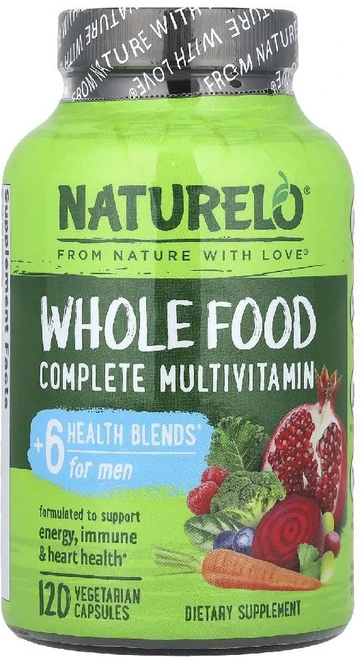 NATURELO 홀 푸드 컴플리트 종합비타민 남성용 베지 캡슐 120정 NATURELO (내추렐로), 1개 - 쿠팡