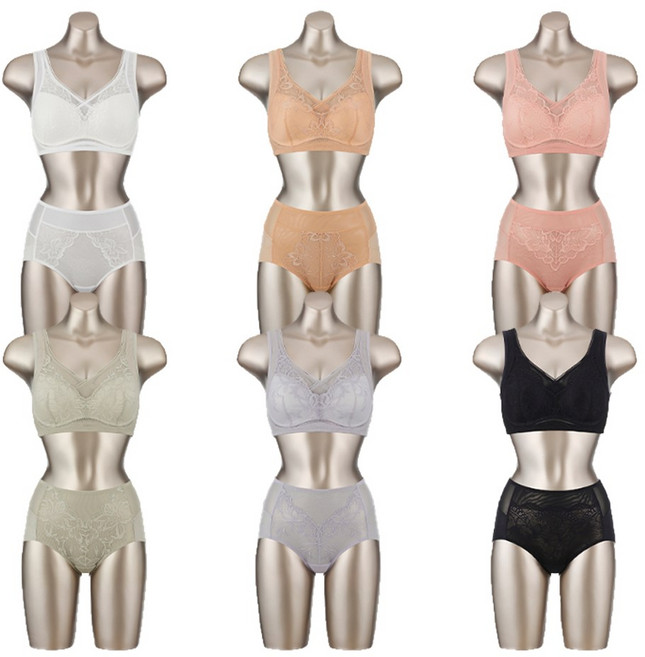 비비안 맥시 보정 런닝어깨끈 풀컵 노와이어 여성 속옷 브라 팬티 세트 12종
