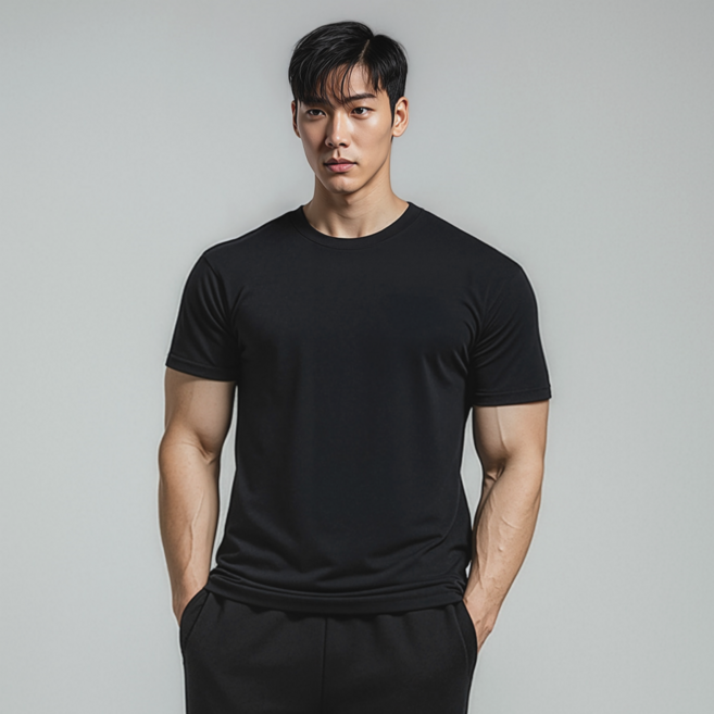 어깨 넓어보이는 머슬핏 반팔 무지 티셔츠 스포츠양말 장목 증정 더블엑스핏