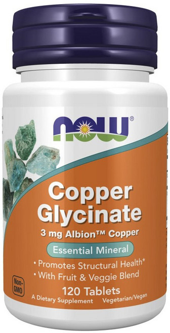 나우푸드 구리 글리시네이트 3mg 알비온 타블렛, 1개, 120정