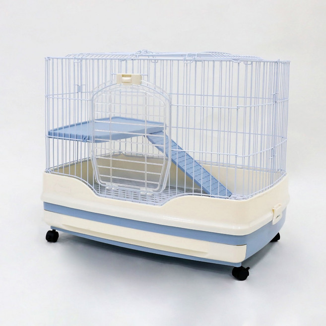 三隻小豬 上掀式兔籠 附移動輪子 堆砌屋塔房, 1個