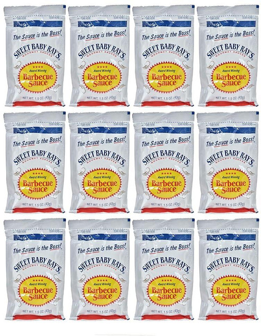 Sweet Baby Ray's 오리지널 바베큐 BBQ 소스 42.5g(1.5온스) 파우치 | 글루텐 프리 코셔 미국 제조 12팩 202054, 42.5g