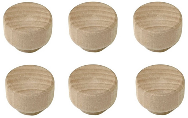 리폼플러스 원목평두 1구손잡이 원형 나무 우드 문고리, 6개, 원목평두손잡이