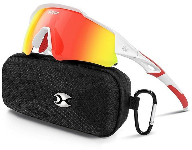 남성용스포츠편광선글라스:여성용사이클링선글라스UV400보호고글야구달리기용다크블루124942, C04-화이트 레드