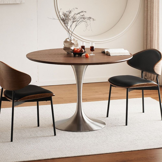 라모네 모던 원형 테이블 식탁 세라믹 원목 카페 탁자 4인용 2인용, 원목우드