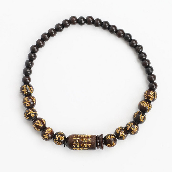 금박진언 벽조목 호신불 부적 팔찌 4mm 6mm 믹스