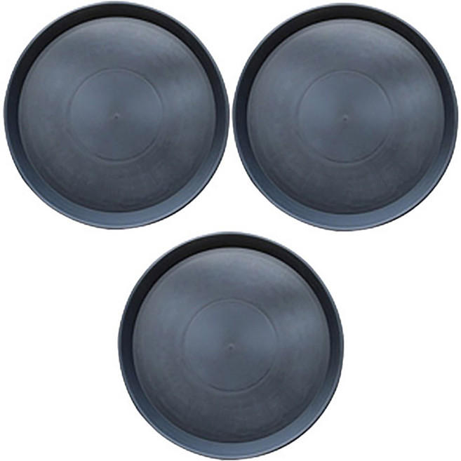 오르벤 플라스틱 가벼운 원형 물받침 화분받침대, 3개, 블랙