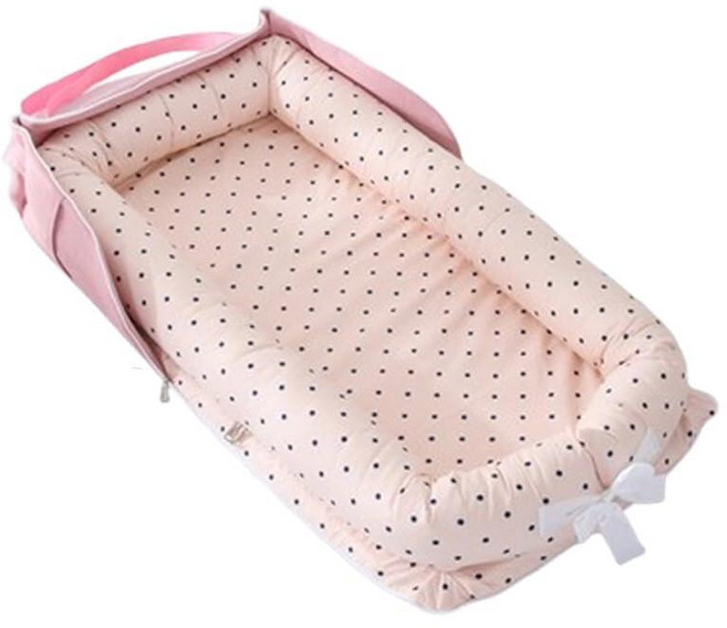 Vicorise Baby Lounger for Newborns & Infants 0–24 Months 100% Cotton Breathable Play Mat Portabl, Dotty Blush