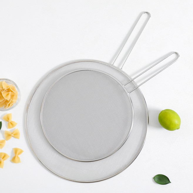 시샘 연마제 없는 스텐 후라이팬 덮개 냄비 뚜껑 커버 기름방지망 2종세트 25cm+33cm