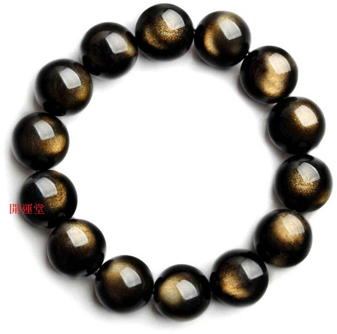 天然金曜石手鍊 附鑑定卡, 1個, ６ｍｍ(手圍15~16ｃｍ)+鑑定卡, 金曜石 6mm