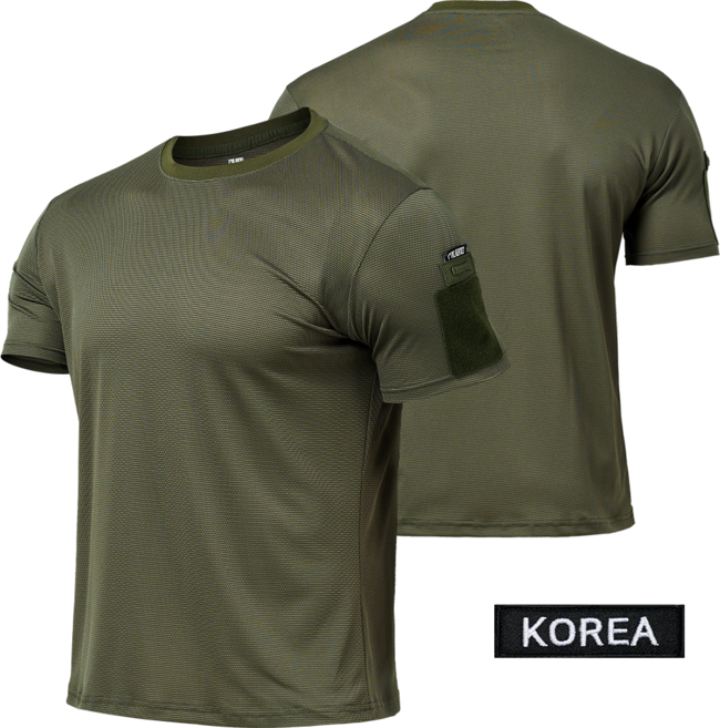 아머 전술 반팔 라운드 티셔츠 + 코리아 패치 - 간부티셔츠 부사관 장교 밀리터리 군용 경호 가드 보안