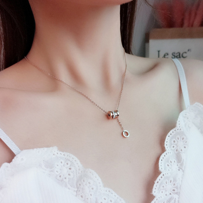 앨오앤지 알러지 변색 없는 티타늄 링 큐빅 목걸이