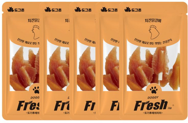 [유통기한26.8.25]도그죤 치킨닭갈비 70g 5개, 도그죤 후레쉬 치킨닭갈비 [70g] 5개