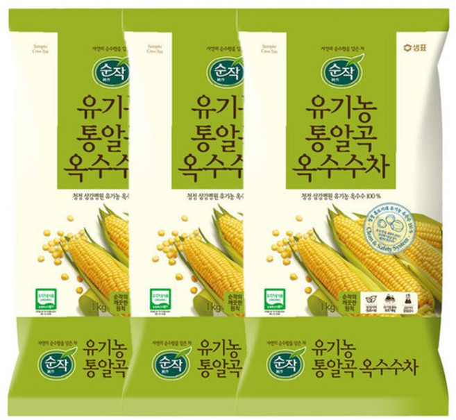 순작 유기농 통알곡 옥수수차 1kg 3개