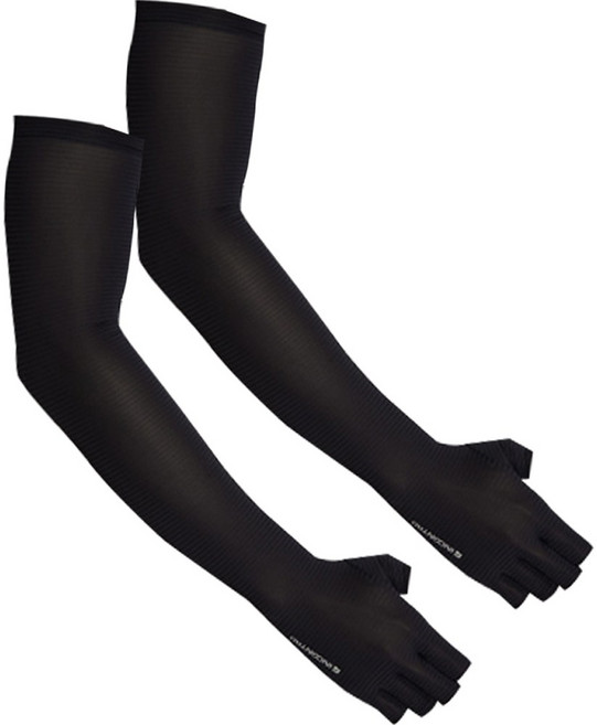 인콘트로 올데이 스트라이프 반장갑 양손 쿨토시 세트, 블랙, 1세트