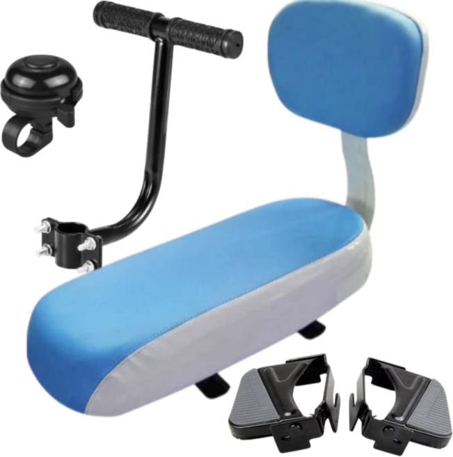 글로리존 자전거 뒷좌석 등받이 안장 접이식 발판 손잡이 풀세트, 1세트, 블루