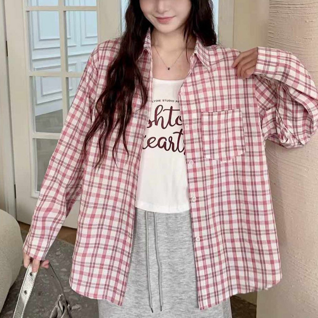 이서어패럴 여리여리 체크 코튼 블렌드 셔츠6527