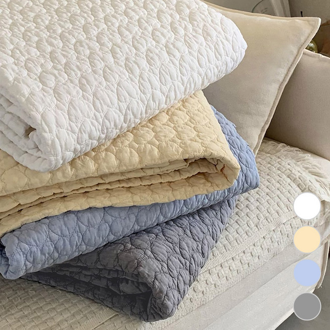 수젠하우스 하트시그널 순면 100% 피그먼트 이불 침대 패드, 크림 옐로우