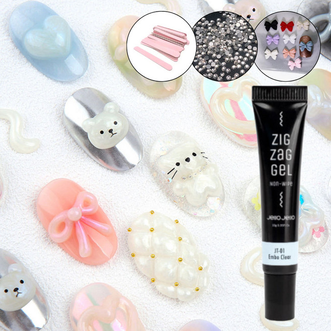 젤로젤로 지그재그 튜브엠보젤+파츠 30알, 1개, 10g, JT28