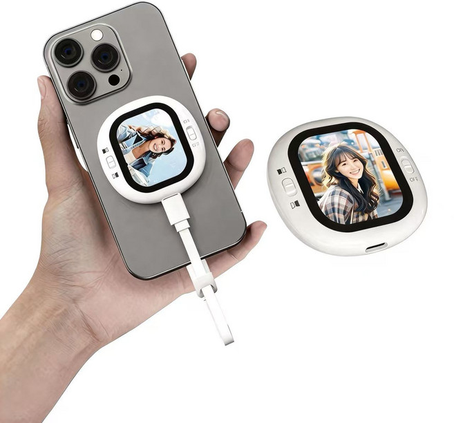 RK셀카모니터 맥세이프 후면 미러링 스크린 촬영 브이로그 셀피 여행 카메라 모니터 화면공유, 화이트, 2개