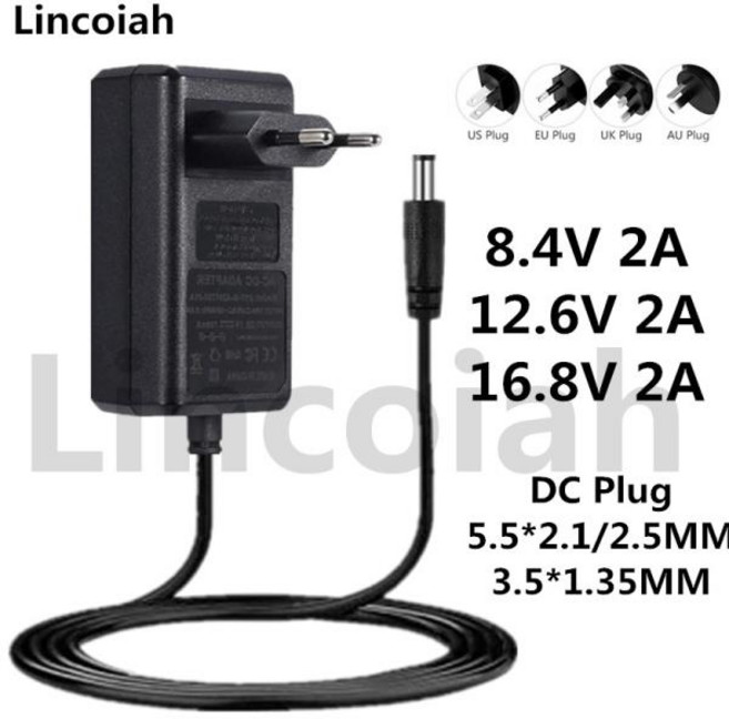 8.4V 12.6V 16.8V 2A 2000ma 어댑터 전원 코드 8.4 12.6 16.8 V 배터리 충전기 DC 5.5*2.1MM 18650 리튬 이, 03 미국, 01 CHINA, 03 16.8V 2A DC 3.5-1.35, 1개