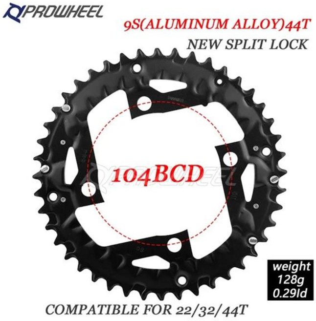 스프라켓 PROWHEEL 라운드 체인링 산악자전거 체인휠 스프로킷 스틸 합금 톱니 플레이트 부품 64/96/104BCD 22T 24T 30T 32T 40T 42T 44T, [12] 9S 44T AL 104BCD, M13 9S 44T AL 104BCD, 12 9S 44T AL 104BCD