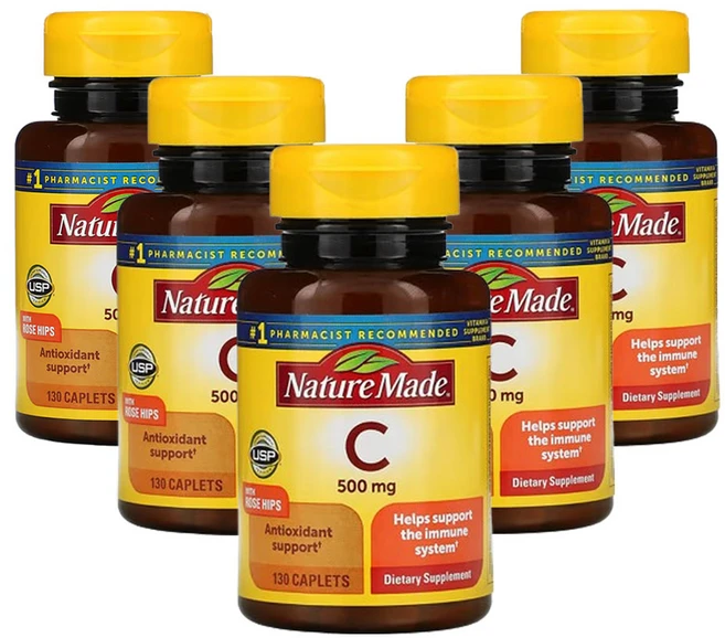 네춰메이드 로즈힙 함유 비타민 C 타임 릴리스 500mg 130정 5팩 - 쿠팡