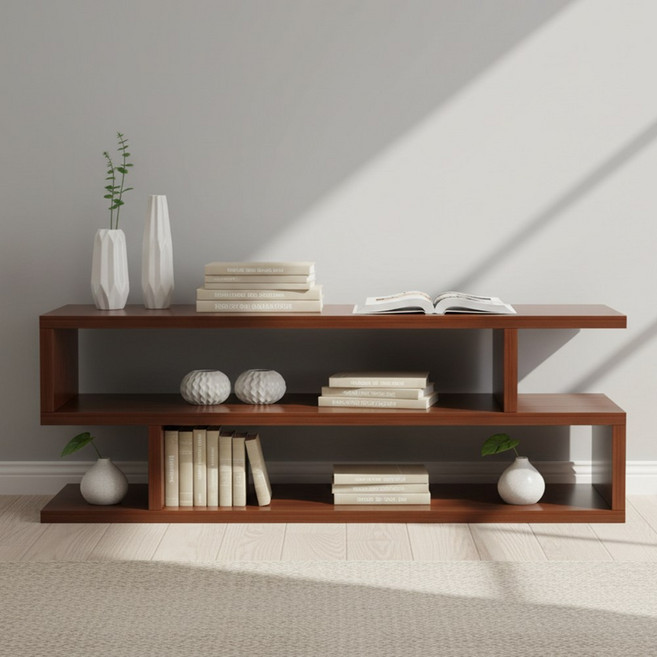 하루꿈 오픈형 원룸 거실 TV 캐비닛 장식장 수납장 거실장 TV장 선반 1200, 브라운