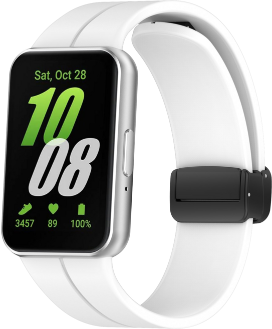 TAOMI 갤럭시 핏3 호환 실리콘 D버클 스트랩, 화이트