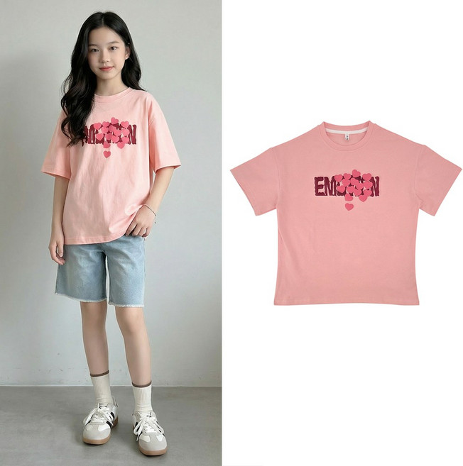 핑크비 주토피아티 주니어 초등학생 중학생 여아 옷 박시핏 반팔 티셔츠 13~19호