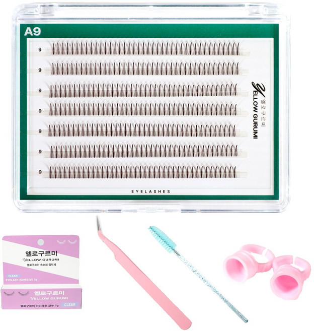 부분 가닥 인조 속눈썹 풀세트 280pcs 대용량 연장 아이돌 아이래쉬 A형 7줄 9mm, 1개, 블랙