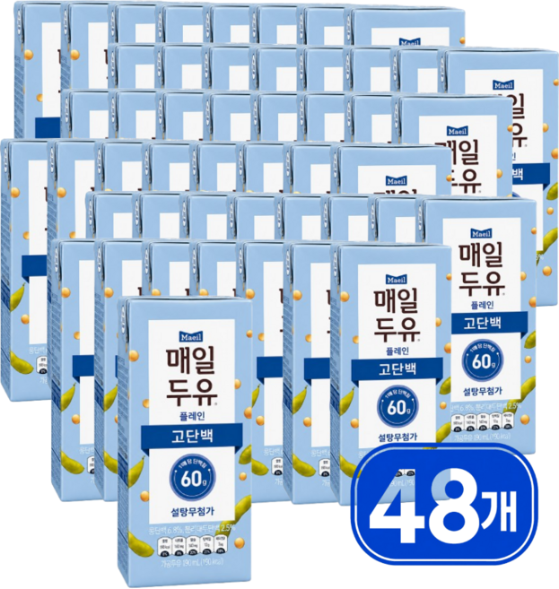 매일두유 고단백 플레인 190ml 48팩 / 설탕무첨가, 48개