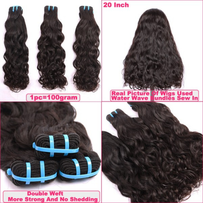 18A 워터 웨이브 베트남산 100% 인모 헤어 번들 # 1B 내추럴 블랙 곱슬머리 미가공 생처녀 헤어 웨이브 익, 01 #1B, 17 10 12 14