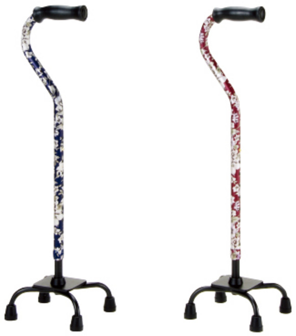 마키테크코리아 4발지팡이 플라워 어르신 부모님 초경량 지팡이 블루 레드, 플라워블루, 1개