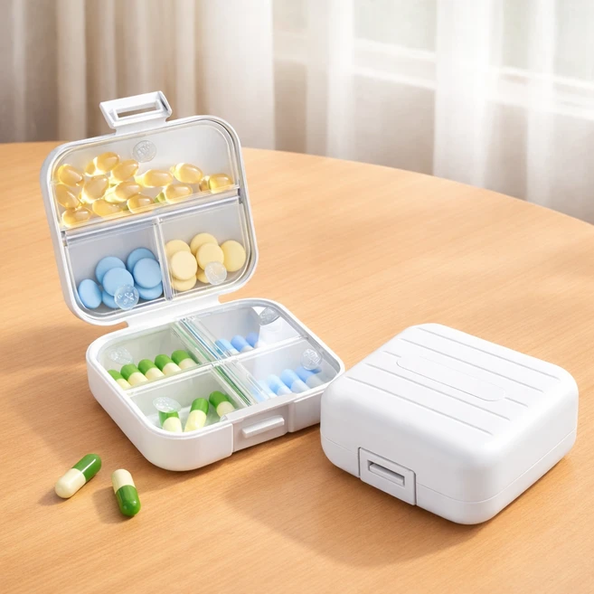 옥타기지 7칸 분리수납 휴대용 약통 케이스, 2개, 화이트 - 쿠팡