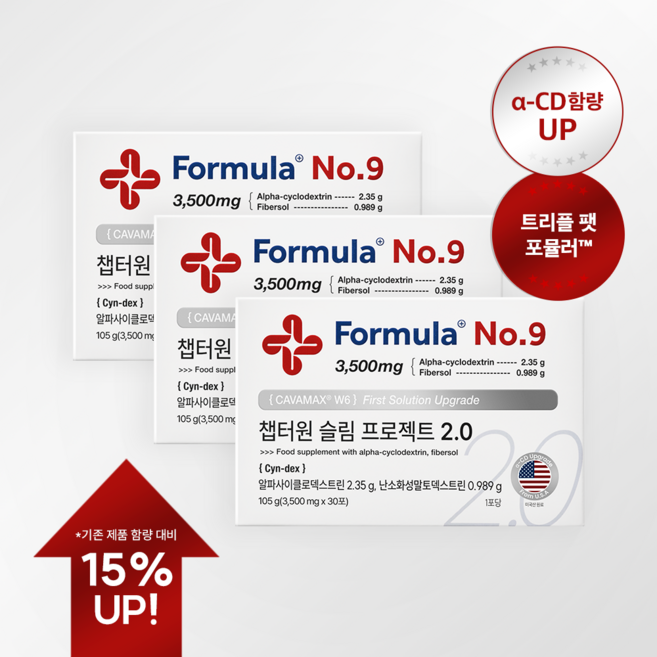 [리뉴얼] 포뮬러넘버9 챕터원 슬림프로젝트 2.0 알파 CD 사이클로 싸이클로 난소화성말토 덱스트린, 3박스, 30회분