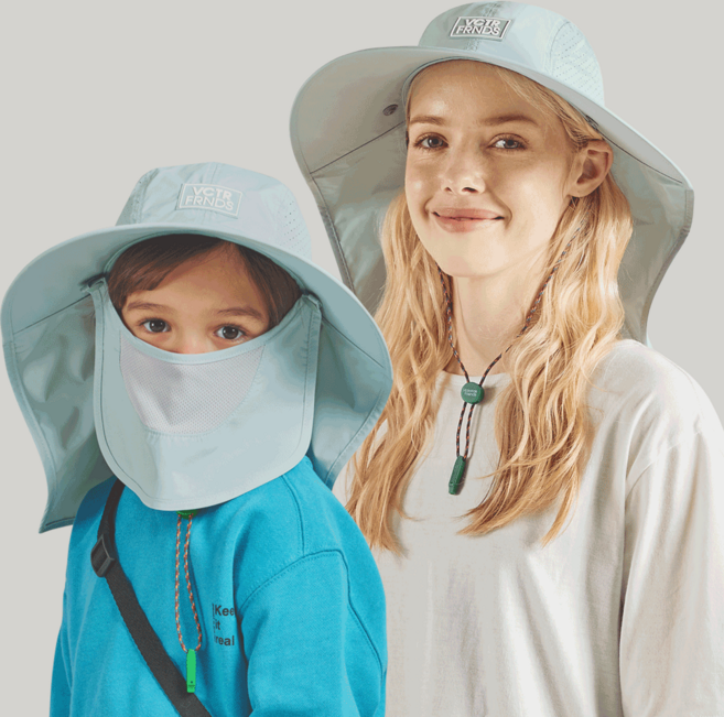 빅토리아앤프렌즈 키즈 성인 물놀이 UV차단 페이스 아쿠아 플랩캡