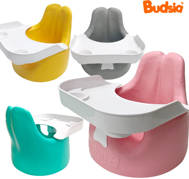 버드시아 쿠션 아기의자+식판 (이유식 2종세트), 의자-그레이