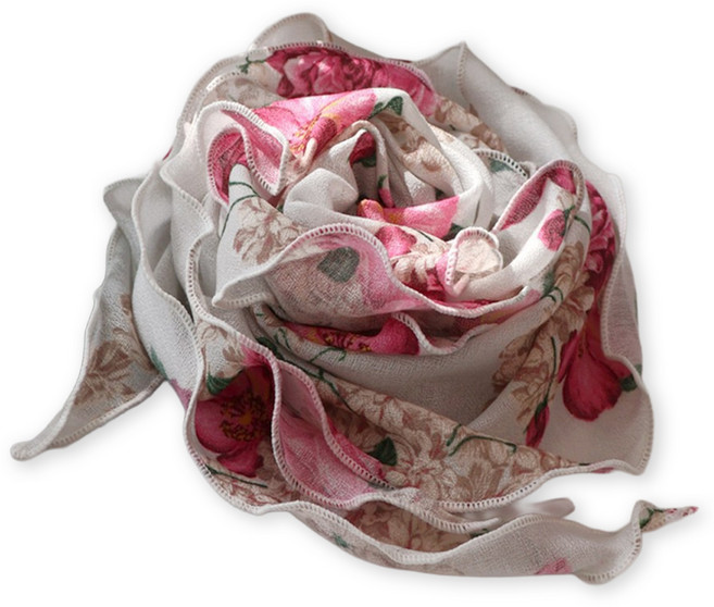 메리앤유 블라썸 플라워 아크릴 혼방 롱 마름모 스카프 국산