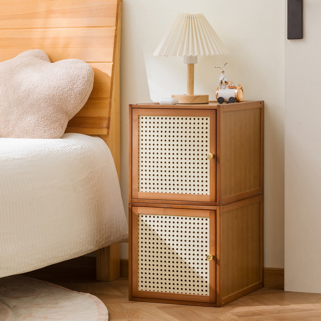 SPEEDBOX 다용도 원목 수납장 도어형 정리 인테리어 서랍장, 1개, 다크브라운