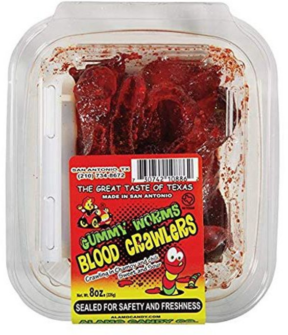 알라모 캔디 - 1개입 - (구미 웜 블러드 크롤러 227g ALAMO CANDY - 1 COUNT - (GUMMY WORM BLOOD CRAWLERS 8OZ) - (SUGAR C, 1개, 226g