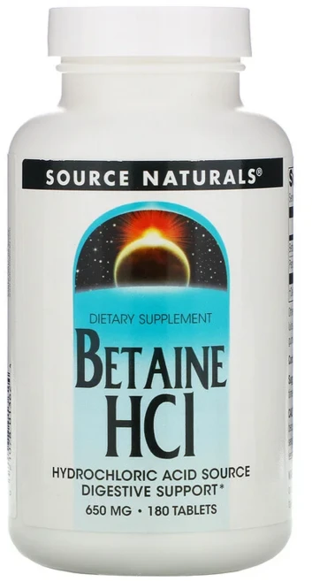 소스내츄럴스 베타인 HCI 650mg 타블렛, 1개, 180정 - 쿠팡