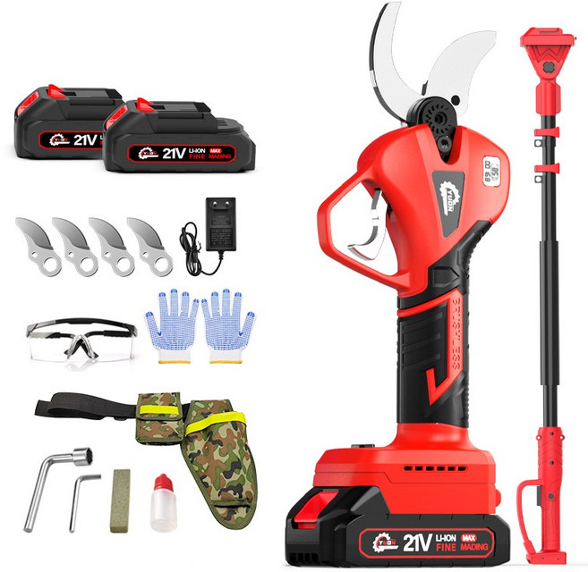 YUON 독일 브러시리스 전기 충전 전동 전지가위 21V 풀세트(EU한국플러그+전기 디스플레이+2.5m 연장장대+전용가방 톡톡365), 1세트
