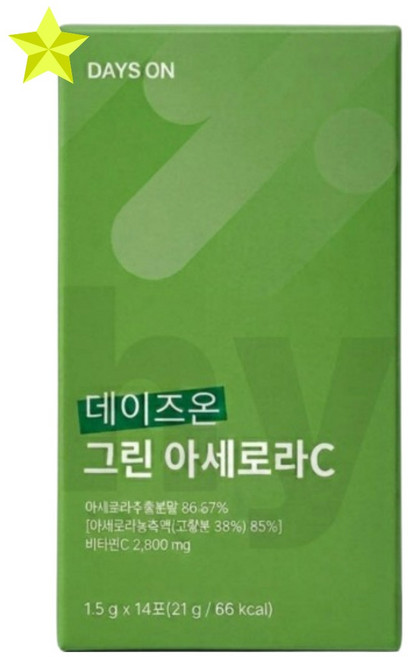 데이즈온 그린 아세로라c 천연비타민 분말, 4개, 14회분
