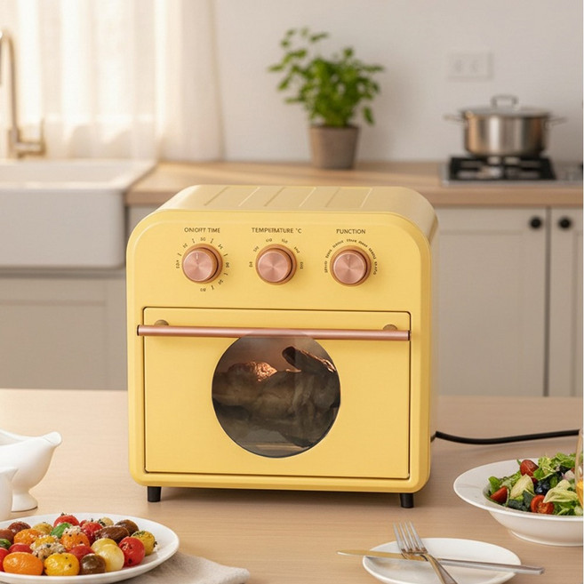 나드레타 대용량 오븐형 에어프라이어 15L 색상 택1 + 6종 조리도구, 클래식옐로우, NDR1085