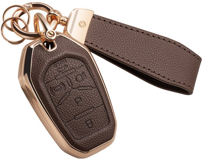 HAKO 소프트 가죽TPU 차키케이스+키홀더 (쌍용 KG호환), SS-03, 브라운